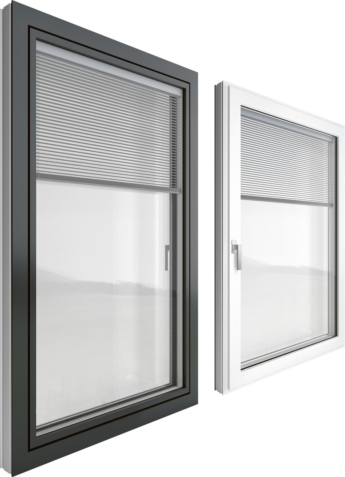 Fenêtre composée Internorm KV 440 avec store à lamelles intégré entre les vitrages